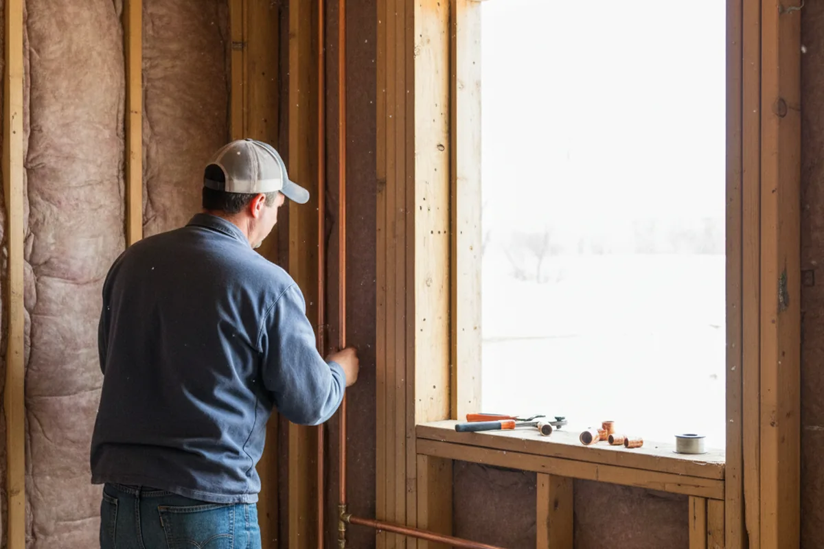 Licensed plumber running new copper supply lines in a Moscow home
